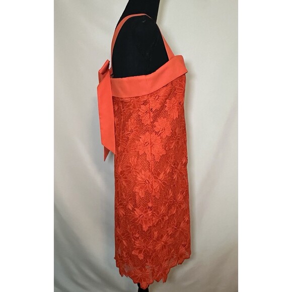 Banana Republic Lace Shift Dress‎ Giant Bow Back Orange Red Women's SIZE 6 - Picture 6 of 15